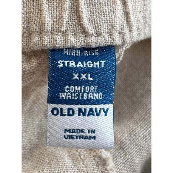 Old Navy XXL Natural Linen Blend Straight High Rise Pockets Pants NEW Summer - Picture 3 of 8